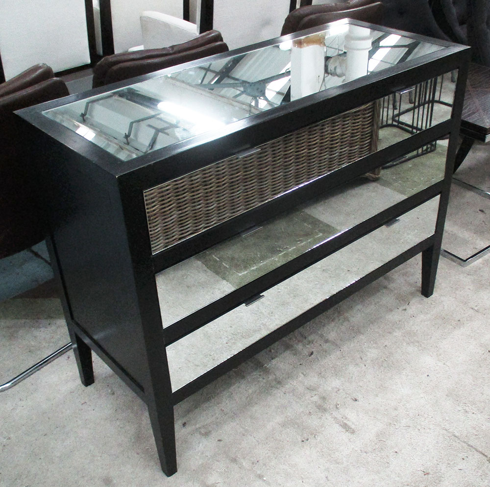 CHEST, mirrored three long drawers, 110cm x 45cm x 87cm H.