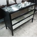 CHEST, mirrored three long drawers, 110cm x 45cm x 87cm H.