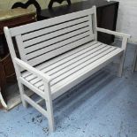 GARDEN BENCH, slatted grey painted by Cox & Cox, 128cm L.