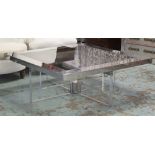 LOW TABLE, 1970's chrome, lucite and glass,