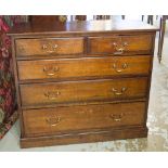 CHEST, early 20th century Georgian Revival oak of two short and three long drawers,
