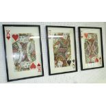 COLLAGE, a set of three, King, Queen and Jack, 90cm x 60cm, framed and glazed.