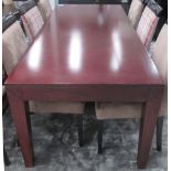 DINING TABLE, in palisander on square supports, 200cm x 90cm x 76cm H.