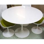TULIP TABLE, circular, in white with detachable metal central support, 106cm diam x 73cm H.