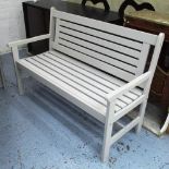 GARDEN BENCH, slatted grey painted by Cox & Cox, 128cm L.