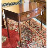 BOWFRONT WRITING TABLE, George III period mahogany with full width drawer, 84cm H x 95cm W x 58cm D.