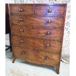 CHEST, Regency mahogany, ebonised and boxwood strung with two short above four long drawers,