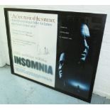 MOVIE POSTER, 'Insomnia', signed by Christopher Nolan, lined backed, framed, 83cm H x 106cm W.