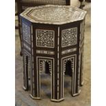 LAMP TABLE, early 20th century Moorish hardwood bone,