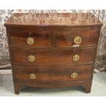 BOWFRONT CHEST, Victorian flame mahogany with two short and two long drawers, 89cm x 82cm H x 46cm.