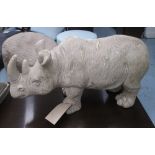 AFRICAN RHINO FIGURE, authentically modelled with realistic natural finish, 70cm L x 38cm H.