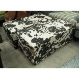 FOOTSTOOLS, a pair, in cowhide, 98cm x 50cm x 41cm H.