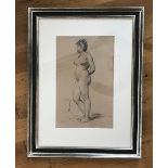 ALBERT MARQUET, 'Female nude facing left', original charcoal drawing on brown paper,