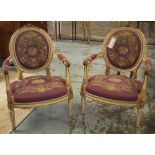 FAUTEUILS, a pair,