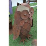 GARDEN ORNAMENT 'OWL', in rustic metal finish, 58cm H.