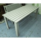 GARDEN TABLE, in grey painted finish with slatted top by Cox & Cox, 180cm x 78cm x 73cm H.