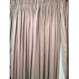 CURTAINS, four individual, lined and interlined, pink putty coloured,