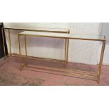 CONSOLE TABLES, a pair,