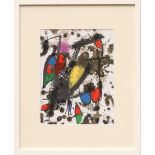 JOAN MIRO, untitled, original lithograph 1975, printed by Mourlot, 32cm x 25cm, framed and glazed.