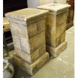 PLINTHS, a pair, of substantial proportions stone effect (formerly props in the film,