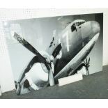 21ST CENTURY PHOTOPRINT, of a aircraft on tempered glass, 80cm x 120cm.