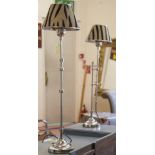 TABLE LAMPS, a pair, silver plated and adjustable with zebra skin shades, 78cm H.
