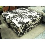 FOOTSTOOLS, a pair, in faux cowhide, 98cm x 50cm x 41cm H.