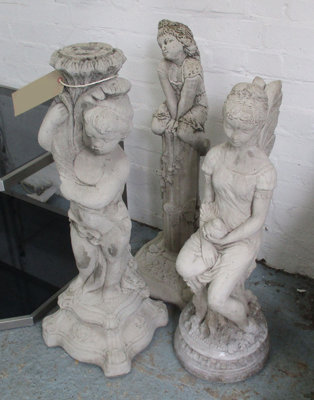 FIGURES, three, 84cm H x 30cm W.