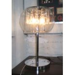 TABLE LAMP, with glass bowl with crystal drops on chromed metal supports.