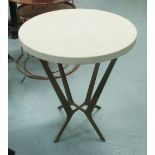 LAMP TABLE, of small proportions stone top, 50cm diam x 60cm H.