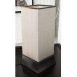 ARMANI CASA TABLE LANTERN, of square form with black base and grey shade, 36cm H.