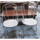 GARDEN CHAIRS, a pair, in metal distressed finish, 46cm W.
