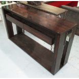 HALL TABLE, in macassar finish with two drawers and shelf below, 140cm x 38cm x 80cm H.