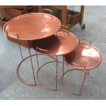 NESTING TABLES, by Pols Potten, a nest of three, circular, copper plated, largest 51cm diam.