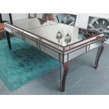 MIRRORED DINING TABLE, with a rectangular top, 240cm L x 81cm H x 110cm D.