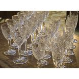 SUITE OF GLASSES, cut crystal, eighteen wine,