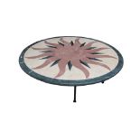 CENTRE TABLE, circular in marble, Italian style on a wrought iron base, 132cm diam/ x 51cm H.