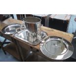 CHAMPAGNE COOLER, with tray and a pair of plates, 33cm diam.