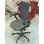 OFFICE AERON CHAIR, by Herman Miller, on metal swivel support label on the back, 73cm W.