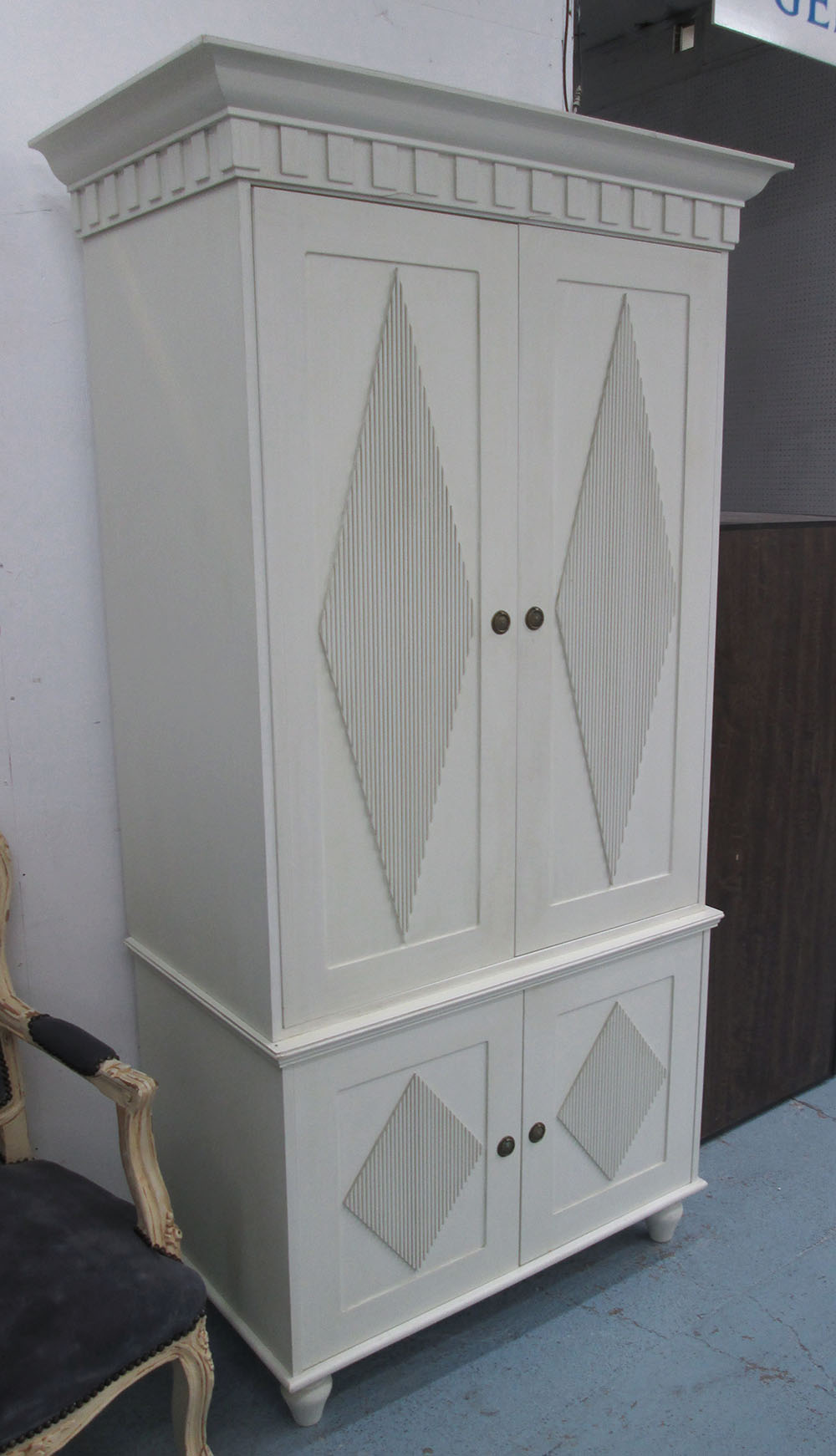 SECRETAIRE CABINET, Nordic Style in cream finish, cupboards above and below, 110cm x 64cm x 209cm H.