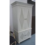 SECRETAIRE CABINET, Nordic Style in cream finish, cupboards above and below, 110cm x 64cm x 209cm H.