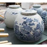 GINGER JARS, a pair, Chinese style blue and white, 25cm H.