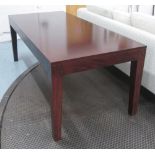 DINING TABLE, in palisander on square supports, 200cm x 90cm x 76cm H.