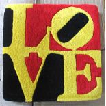 ROBERT INDIANA, 'German Love', original multiple, textile and woven rug, 30cm x 60cm,