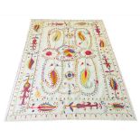 FINE SUZANI DESIGN KILIM, 218cm x 155cm, in a fusion of contemporary colour.