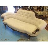 SOFA, Victorian walnut with incised frame,