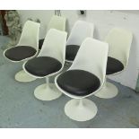 TULIP STYLE CHAIRS, a set of six, as originally designed by Eero Saarinen in varied white finishes,