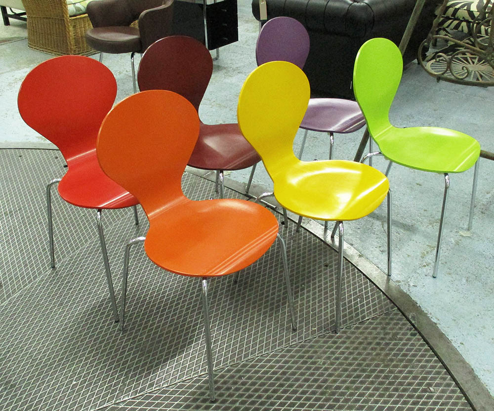 RONDO CHAIRS, a set of six,by Erik Jøtgensen, 1985, for Danerka, various colours,