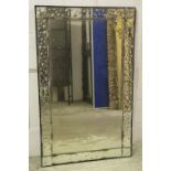 WALL MIRROR, Venetian design with bubble border and distressed rectangular plate, 122cm H x 76cm.