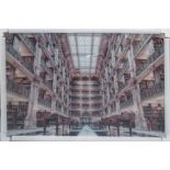 21ST CENTURY PHOTOPRINT, of 'George Peabody library' on tempered glass, 120cm x 180cm.